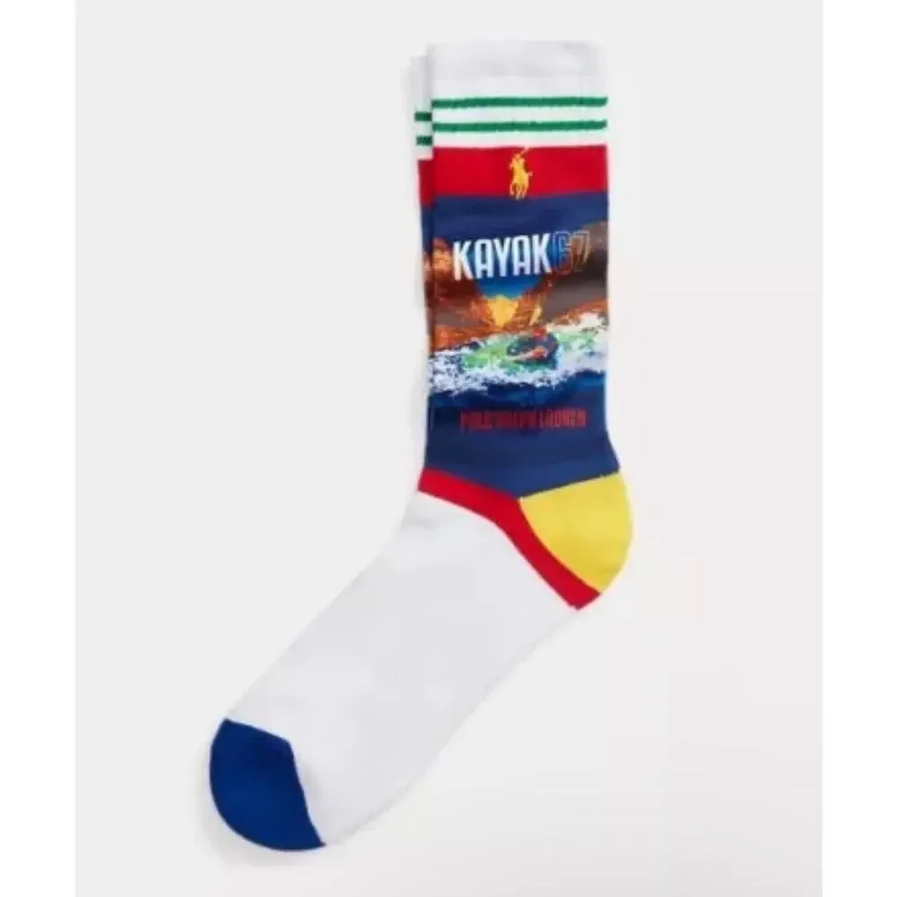 Polo Ralph Lauren Big Water Kayak Ride Racing Crew Socks 1-Pair‎ New